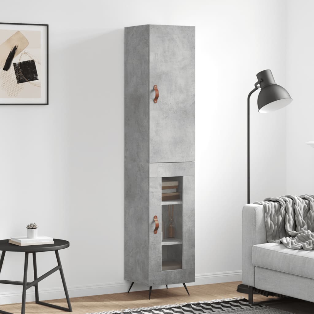 vidaXL Dulap înalt, gri beton, 34,5x34x180 cm, lemn prelucrat vidaXL Dulap înalt, gri beton, 34,5x34x180 cm, lemn prelucrat