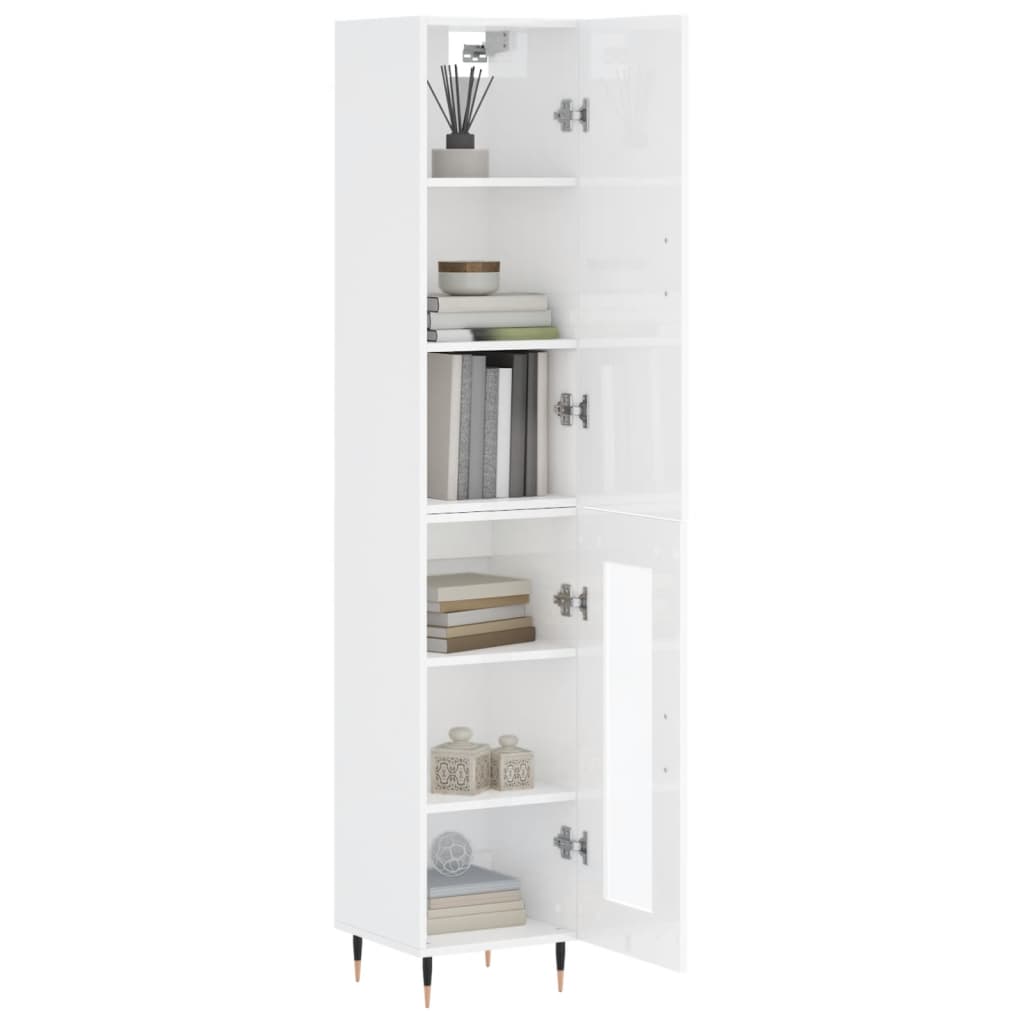 vidaXL Dulap înalt, alb extralucios, 34,5x34x180 cm, lemn prelucrat vidaXL Dulap înalt, alb extralucios, 34,5x34x180 cm, lemn prelucrat