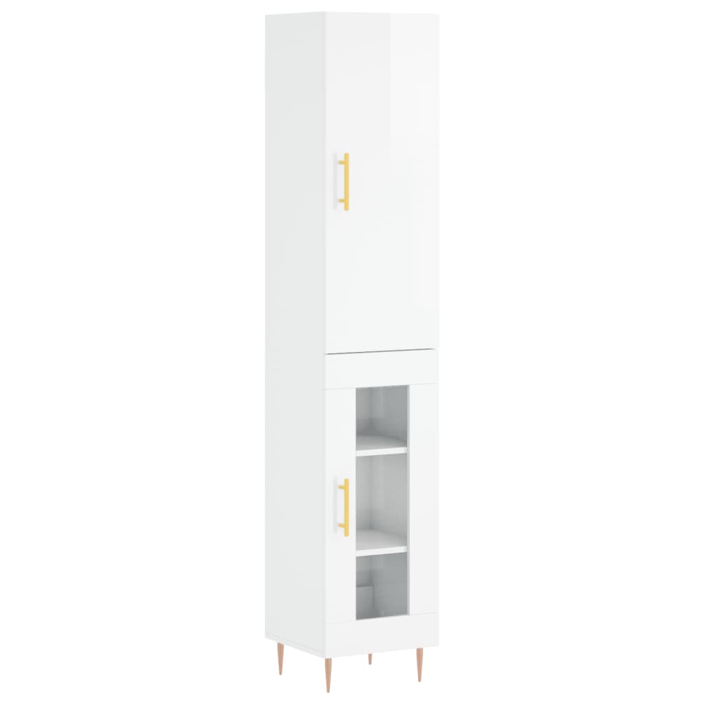 vidaXL Dulap înalt, alb extralucios, 34,5x34x180 cm, lemn prelucrat vidaXL Dulap înalt, alb extralucios, 34,5x34x180 cm, lemn prelucrat
