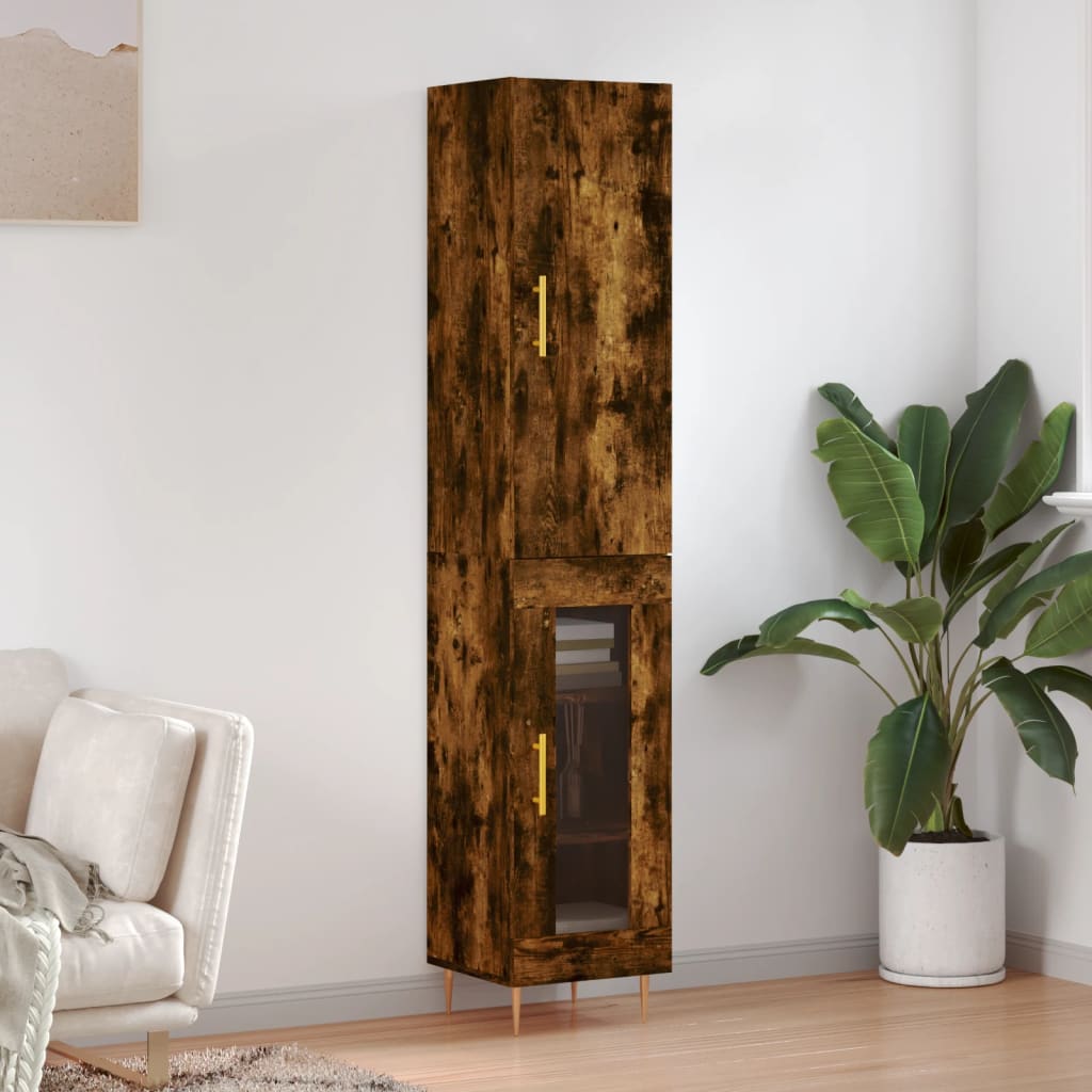 vidaXL Dulap înalt, stejar fumuriu, 34,5x34x180 cm, lemn prelucrat