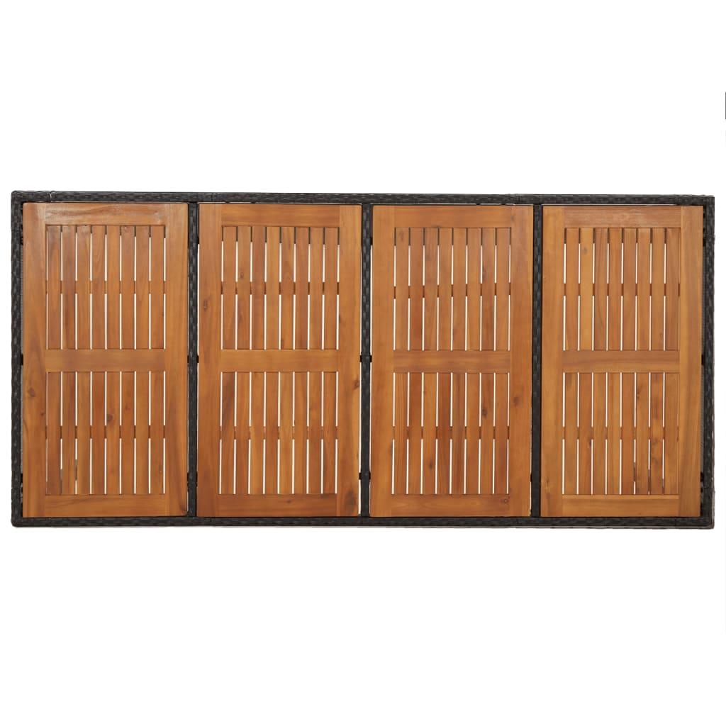 vidaXL Masă grădină cu blat din sticlă, negru, 190x90x75 cm, poliratan vidaXL Masă grădină cu blat din sticlă, negru, 190x90x75 cm, poliratan