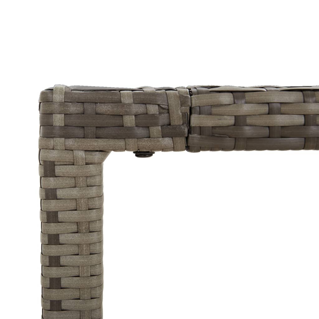 vidaXL Masă de grădină cu blat din sticlă gri, 190x90x75 cm, poliratan