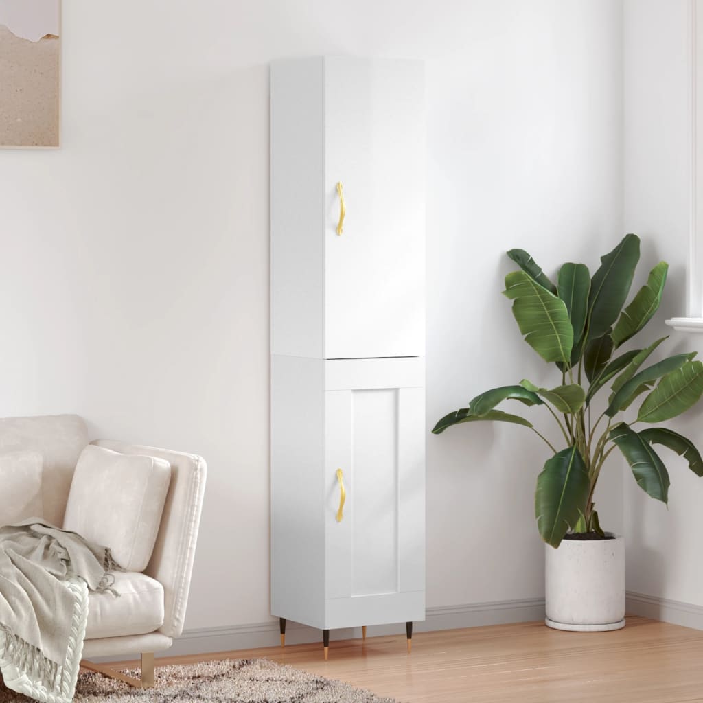 vidaXL Dulap înalt, alb extralucios, 34,5x34x180 cm, lemn prelucrat vidaXL Dulap înalt, alb extralucios, 34,5x34x180 cm, lemn prelucrat