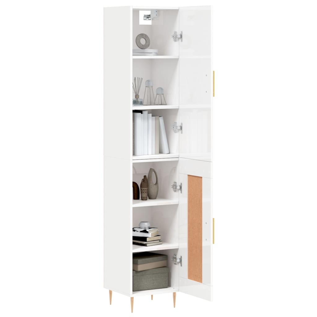 vidaXL Dulap înalt, alb extralucios, 34,5x34x180 cm, lemn prelucrat vidaXL Dulap înalt, alb extralucios, 34,5x34x180 cm, lemn prelucrat