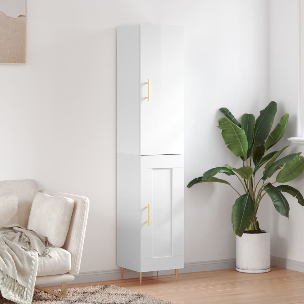 vidaXL Dulap înalt, alb extralucios, 34,5x34x180 cm, lemn prelucrat vidaXL Dulap înalt, alb extralucios, 34,5x34x180 cm, lemn prelucrat
