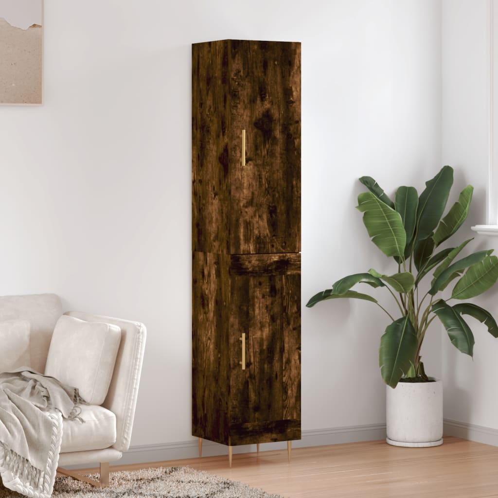 vidaXL Dulap înalt, stejar fumuriu, 34,5x34x180 cm, lemn prelucrat