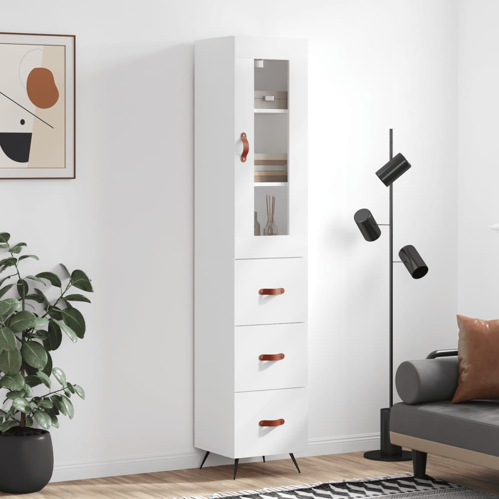 vidaXL Dulap înalt, alb, 34,5x34x180 cm, lemn prelucrat vidaXL Dulap înalt, alb, 34,5x34x180 cm, lemn prelucrat