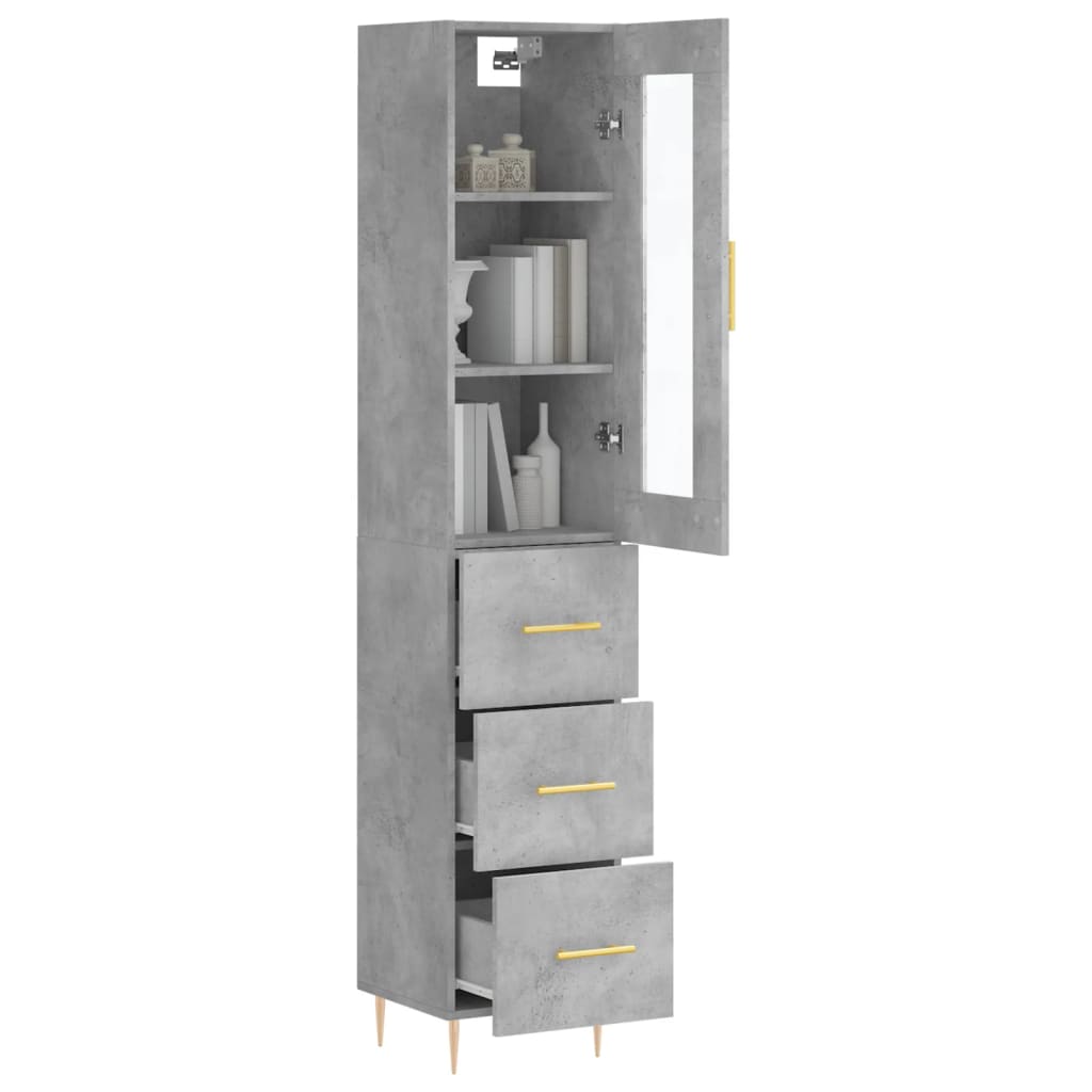 vidaXL Dulap înalt, gri beton, 34,5x34x180 cm, lemn prelucrat vidaXL Dulap înalt, gri beton, 34,5x34x180 cm, lemn prelucrat