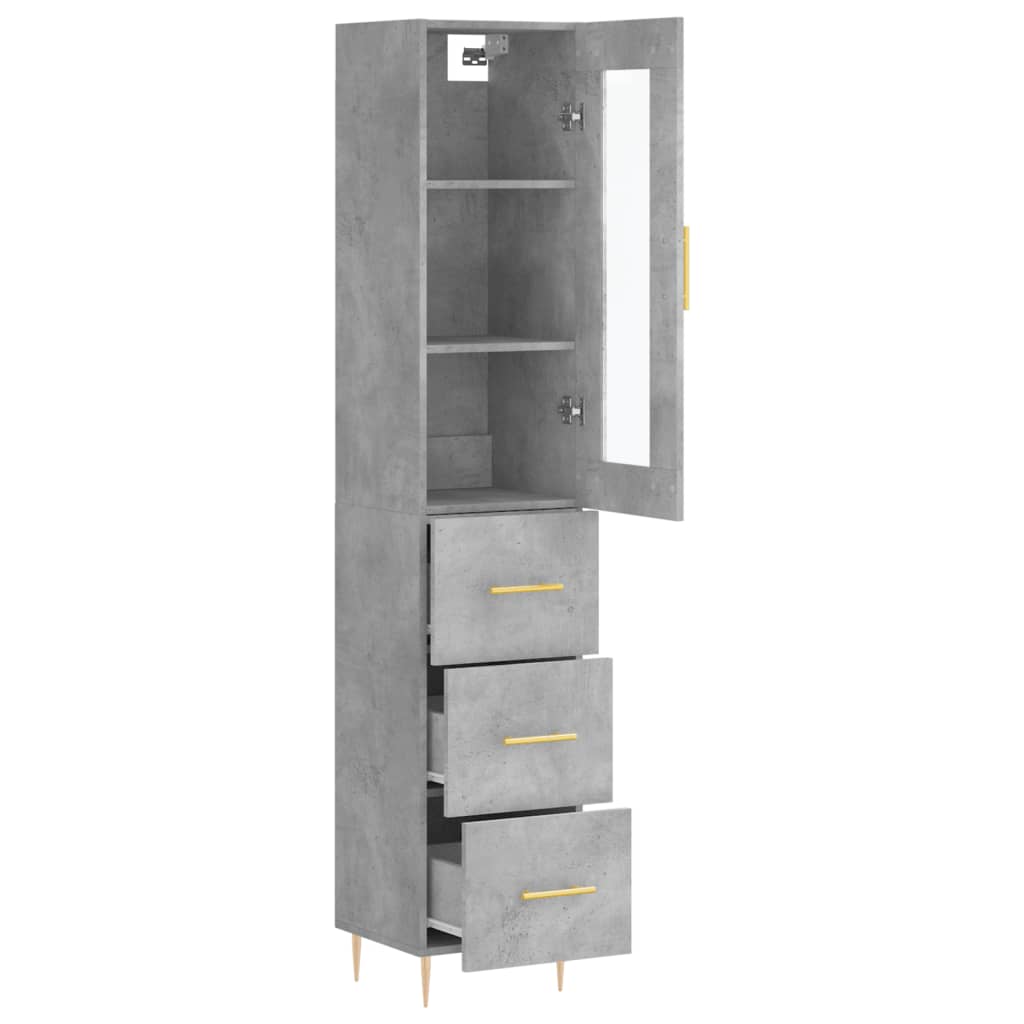 vidaXL Dulap înalt, gri beton, 34,5x34x180 cm, lemn prelucrat vidaXL Dulap înalt, gri beton, 34,5x34x180 cm, lemn prelucrat