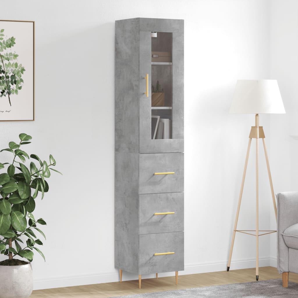 vidaXL Dulap înalt, gri beton, 34,5x34x180 cm, lemn prelucrat vidaXL Dulap înalt, gri beton, 34,5x34x180 cm, lemn prelucrat
