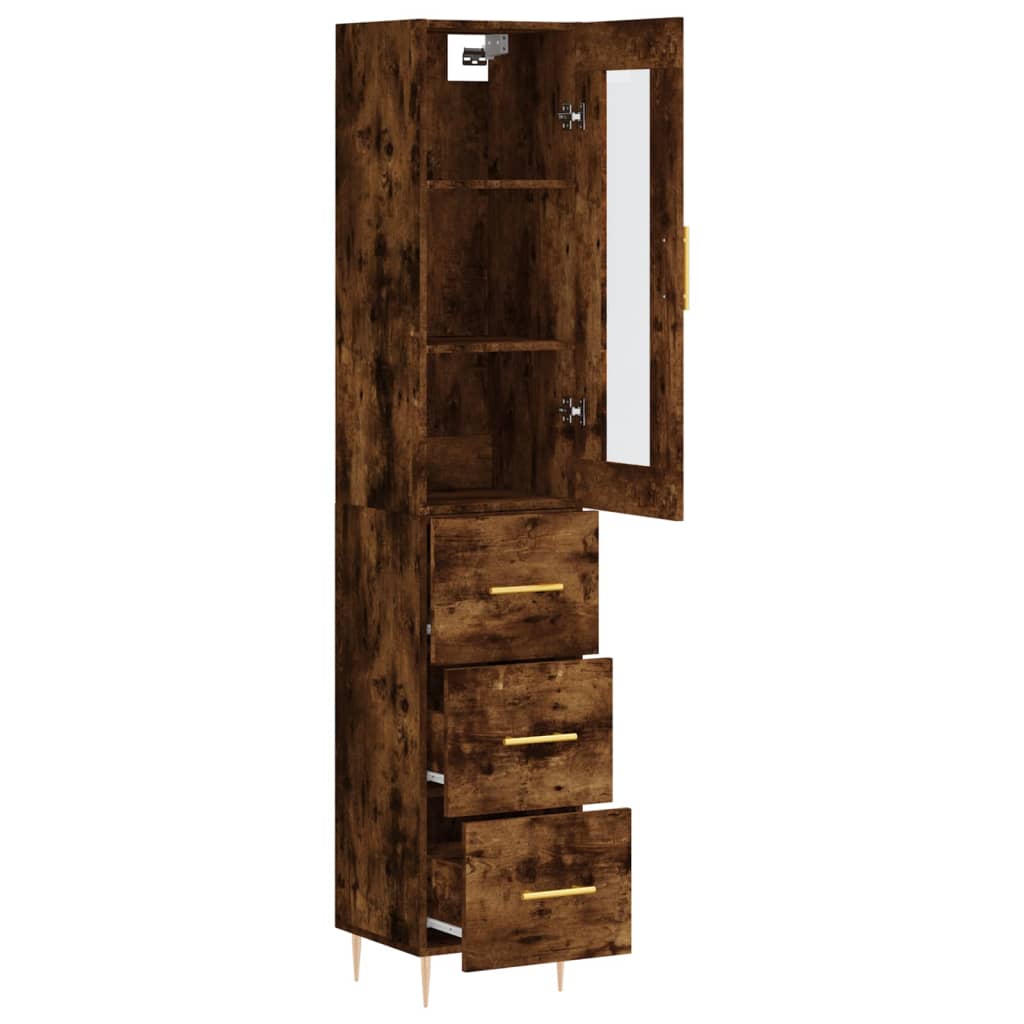 vidaXL Dulap înalt, stejar fumuriu, 34,5x34x180 cm, lemn prelucrat