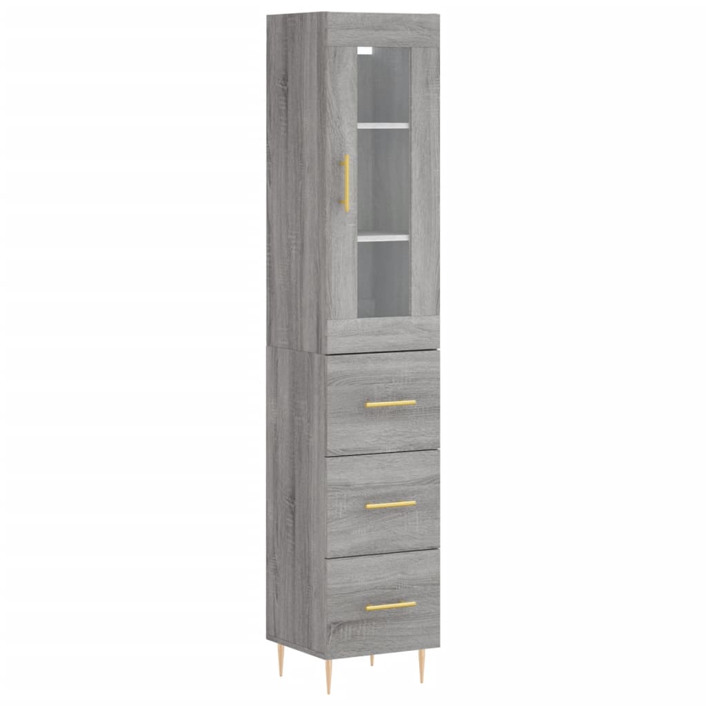 vidaXL Dulap înalt, gri sonoma, 34,5x34x180 cm, lemn prelucrat
