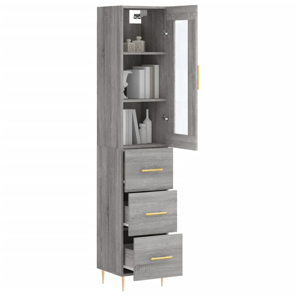 vidaXL Dulap înalt, gri sonoma, 34,5x34x180 cm, lemn prelucrat