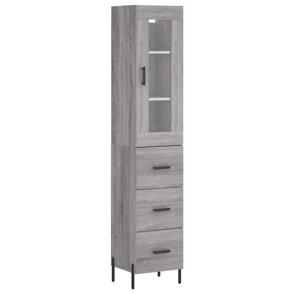 vidaXL Dulap înalt, gri sonoma, 34,5x34x180 cm, lemn prelucrat