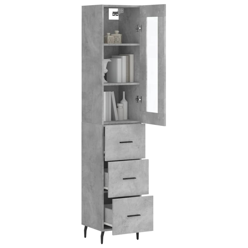 vidaXL Dulap înalt, gri beton, 34,5x34x180 cm, lemn prelucrat vidaXL Dulap înalt, gri beton, 34,5x34x180 cm, lemn prelucrat