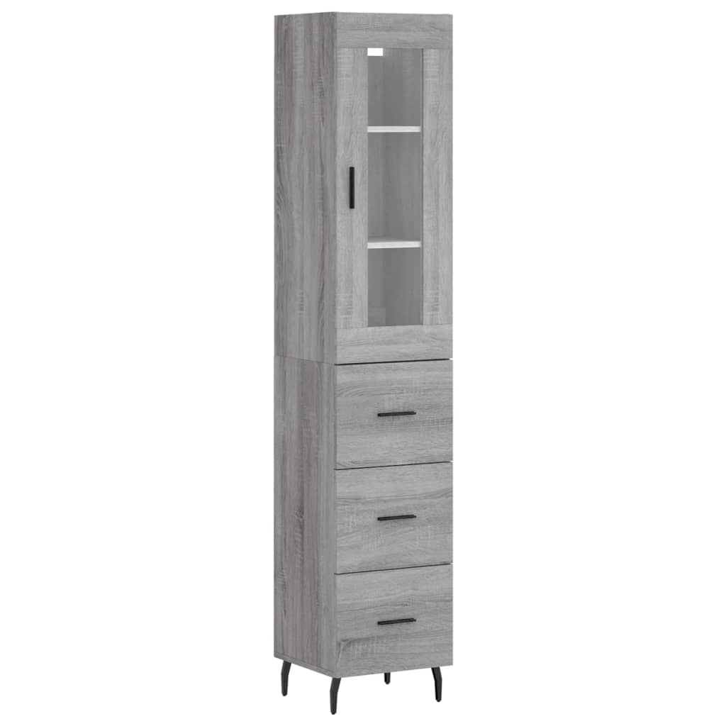 vidaXL Dulap înalt, gri sonoma, 34,5x34x180 cm, lemn prelucrat