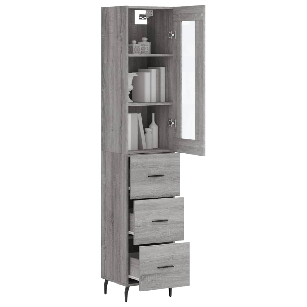 vidaXL Dulap înalt, gri sonoma, 34,5x34x180 cm, lemn prelucrat