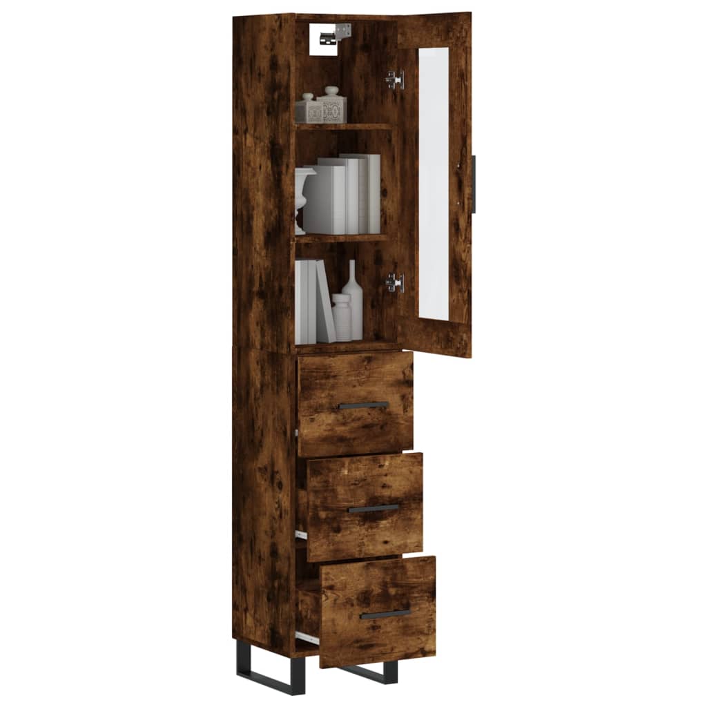 vidaXL Dulap înalt, stejar fumuriu, 34,5x34x180 cm, lemn prelucrat