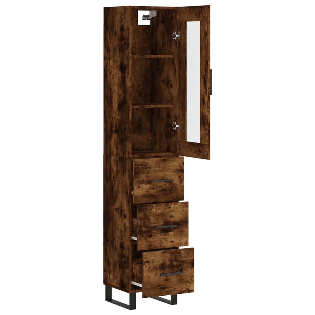 vidaXL Dulap înalt, stejar fumuriu, 34,5x34x180 cm, lemn prelucrat