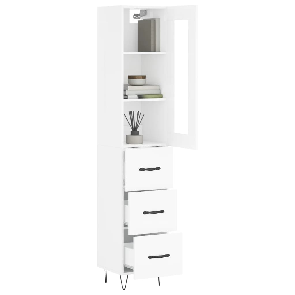 vidaXL Dulap înalt, alb extralucios, 34,5x34x180 cm, lemn prelucrat vidaXL Dulap înalt, alb extralucios, 34,5x34x180 cm, lemn prelucrat