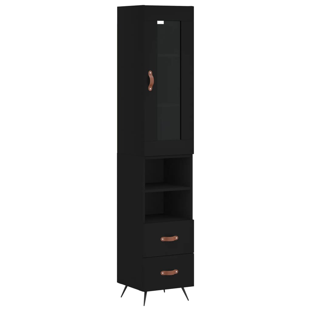 vidaXL Dulap înalt, negru, 34,5x34x180 cm, lemn prelucrat
