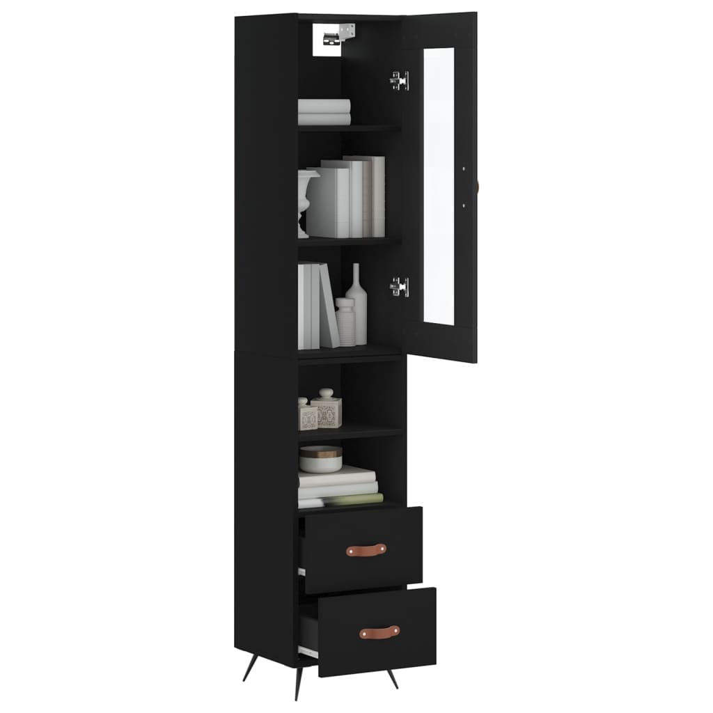 vidaXL Dulap înalt, negru, 34,5x34x180 cm, lemn prelucrat
