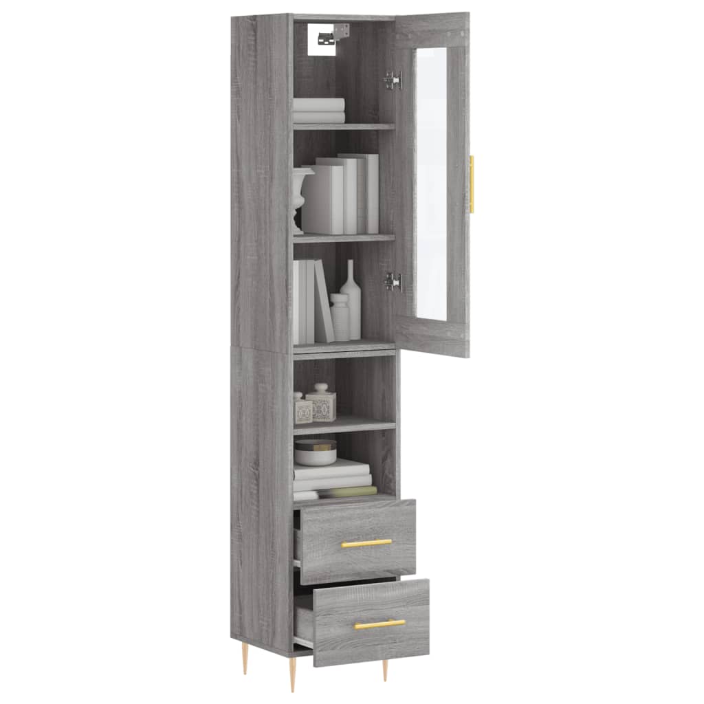 vidaXL Dulap înalt, gri sonoma, 34,5x34x180 cm, lemn prelucrat
