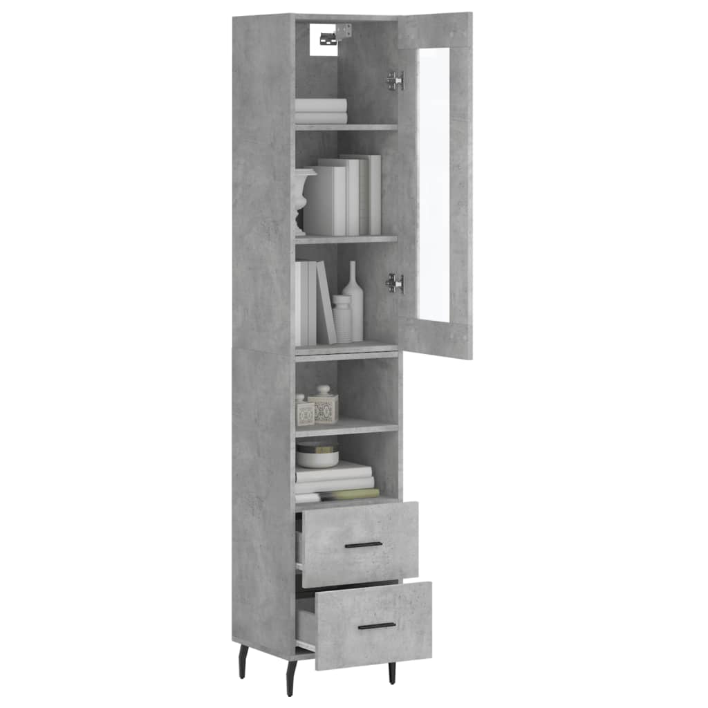 vidaXL Dulap înalt, gri beton, 34,5x34x180 cm, lemn prelucrat vidaXL Dulap înalt, gri beton, 34,5x34x180 cm, lemn prelucrat