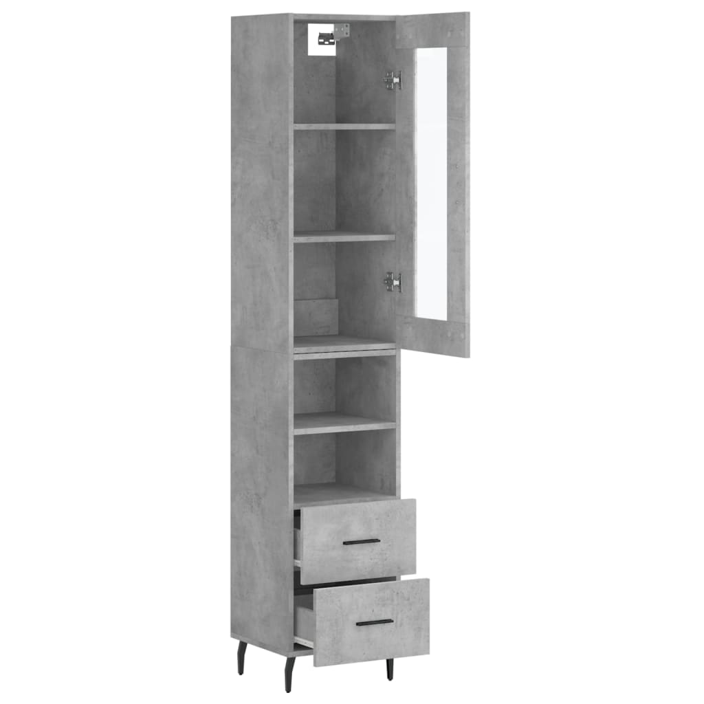 vidaXL Dulap înalt, gri beton, 34,5x34x180 cm, lemn prelucrat vidaXL Dulap înalt, gri beton, 34,5x34x180 cm, lemn prelucrat