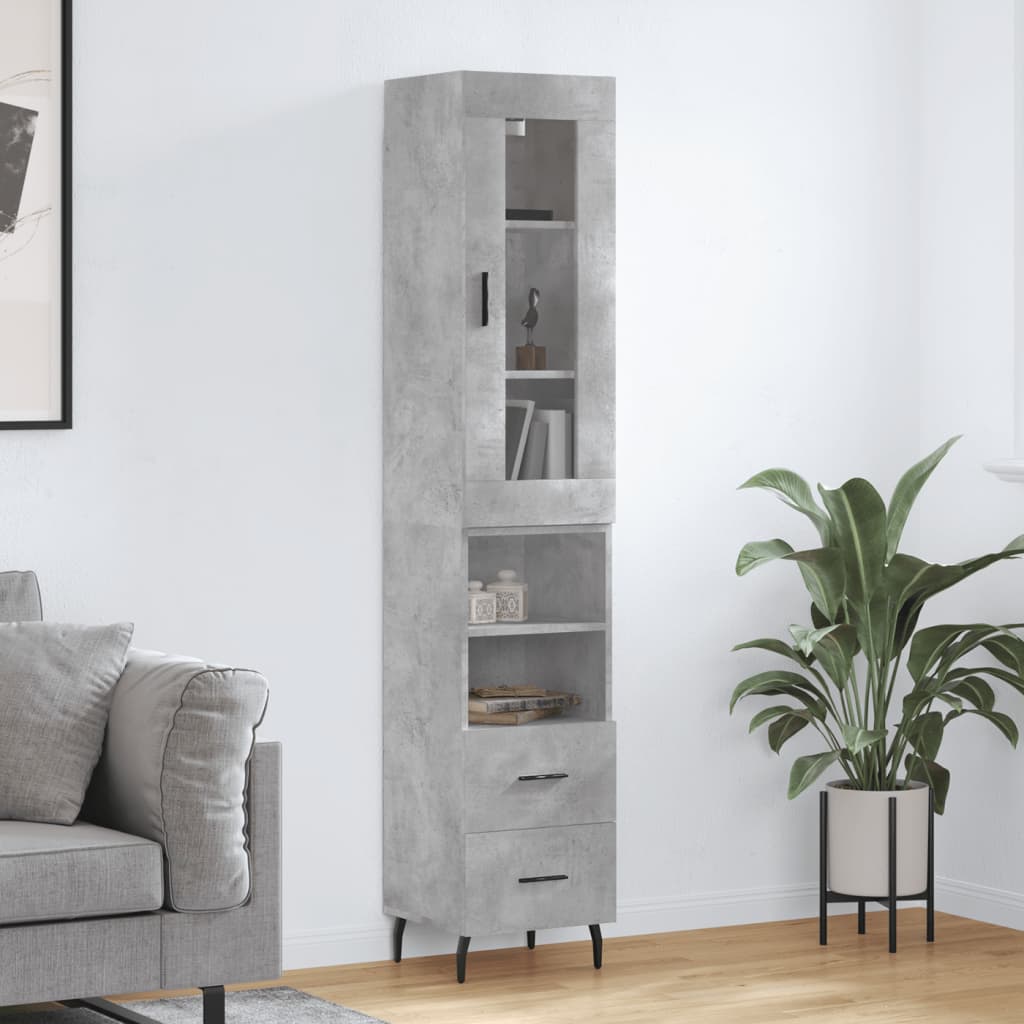vidaXL Dulap înalt, gri beton, 34,5x34x180 cm, lemn prelucrat vidaXL Dulap înalt, gri beton, 34,5x34x180 cm, lemn prelucrat