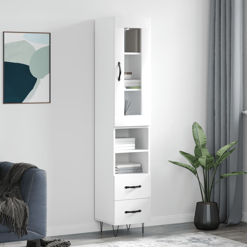 vidaXL Dulap înalt, alb, 34,5x34x180 cm, lemn prelucrat vidaXL Dulap înalt, alb, 34,5x34x180 cm, lemn prelucrat