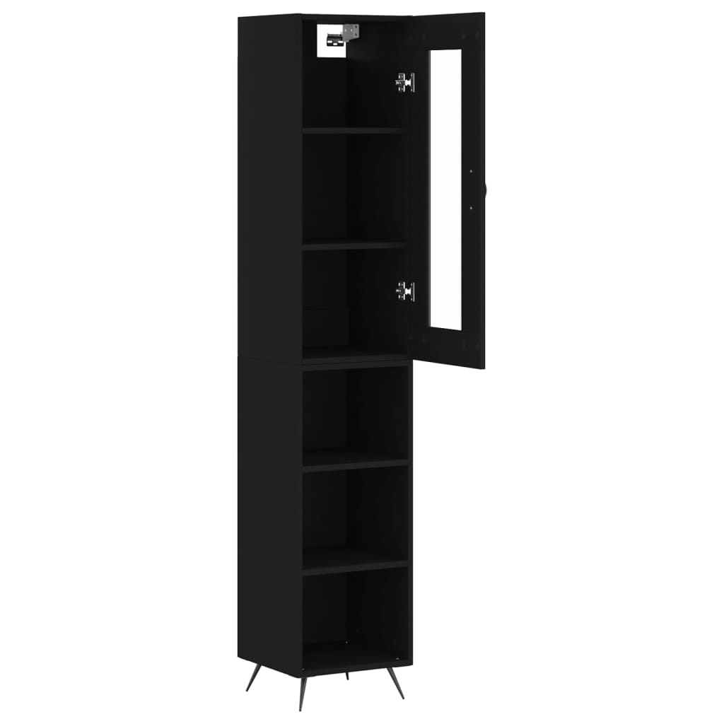 vidaXL Dulap înalt, negru, 34,5x34x180 cm, lemn prelucrat