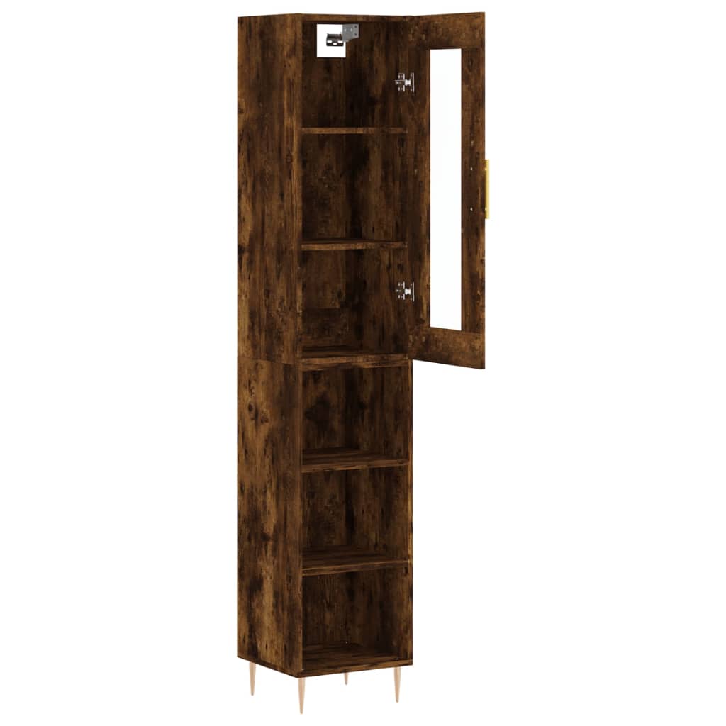 vidaXL Dulap înalt, stejar fumuriu, 34,5x34x180 cm, lemn prelucrat