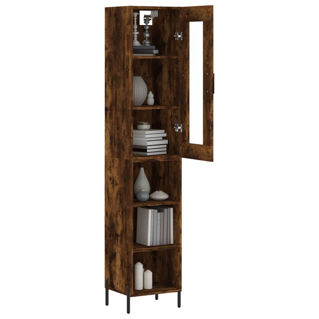 vidaXL Dulap înalt, stejar fumuriu, 34,5x34x180 cm, lemn prelucrat