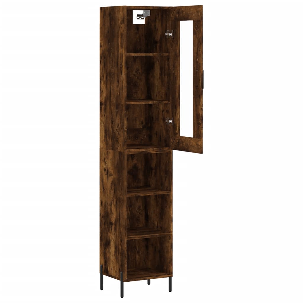 vidaXL Dulap înalt, stejar fumuriu, 34,5x34x180 cm, lemn prelucrat