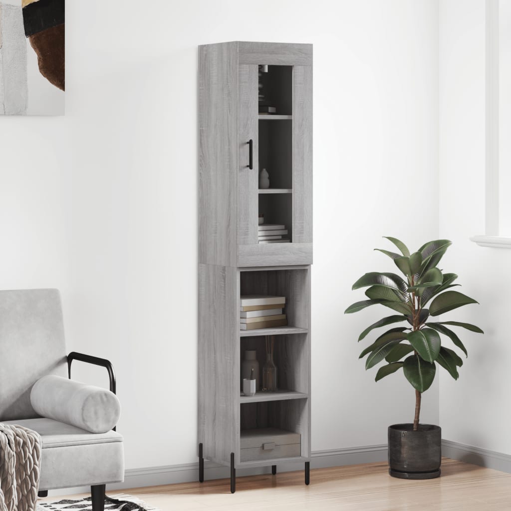 vidaXL Dulap înalt, gri sonoma, 34,5x34x180 cm, lemn prelucrat