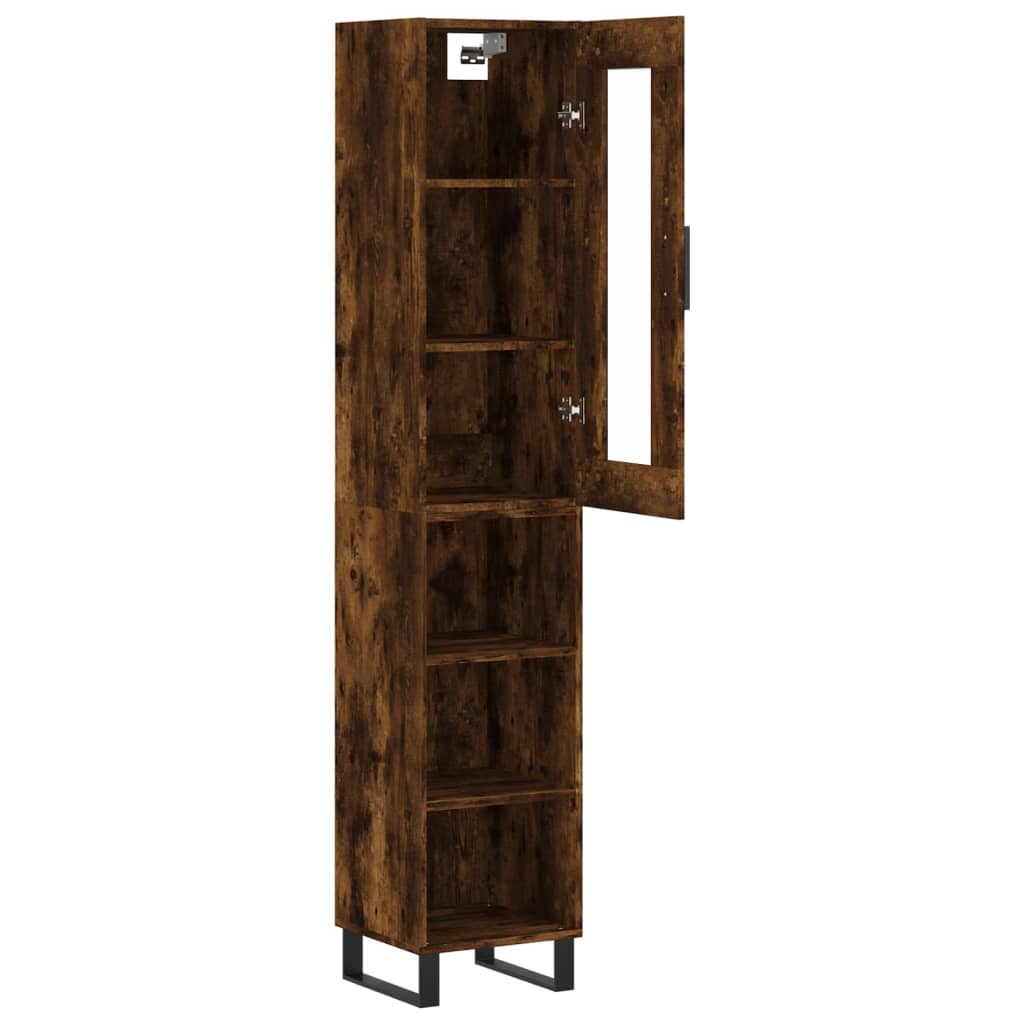 vidaXL Dulap înalt, stejar fumuriu, 34,5x34x180 cm, lemn prelucrat