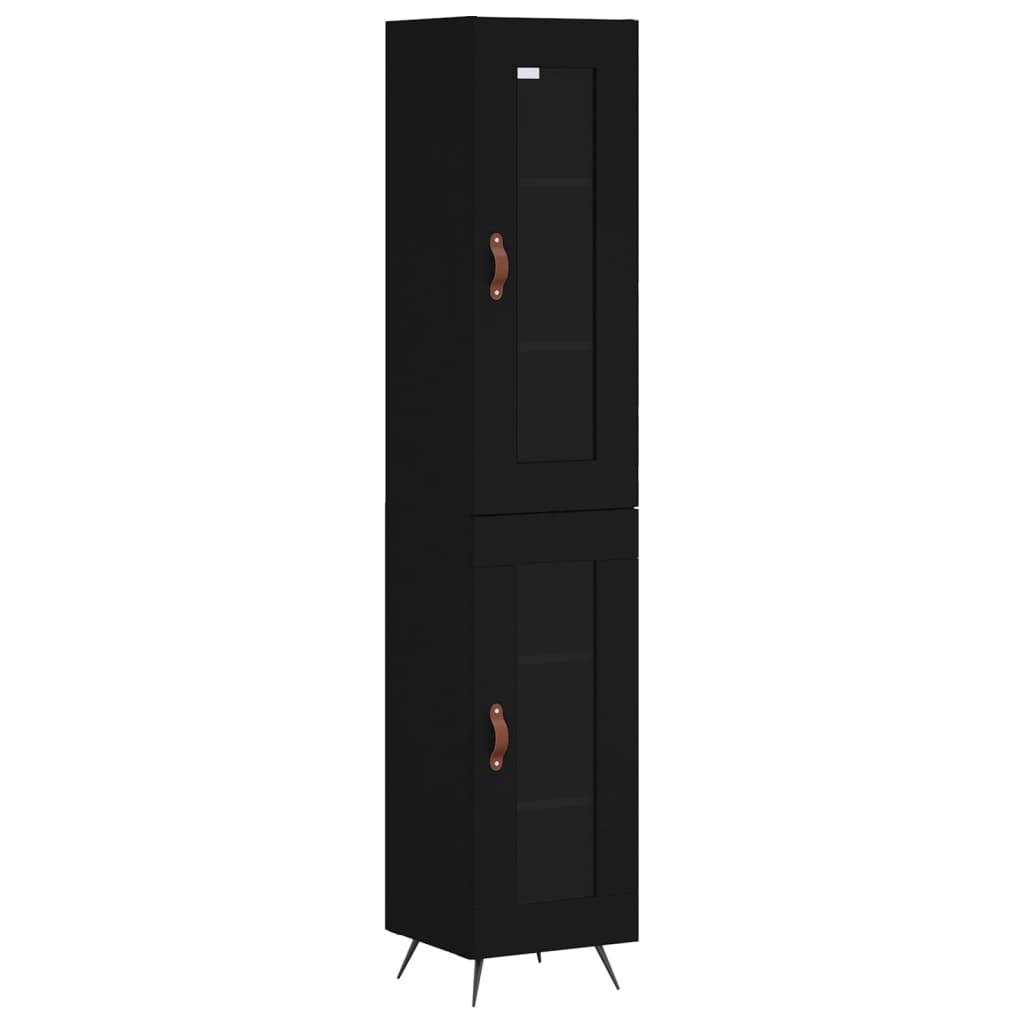 vidaXL Dulap înalt, negru, 34,5x34x180 cm, lemn prelucrat