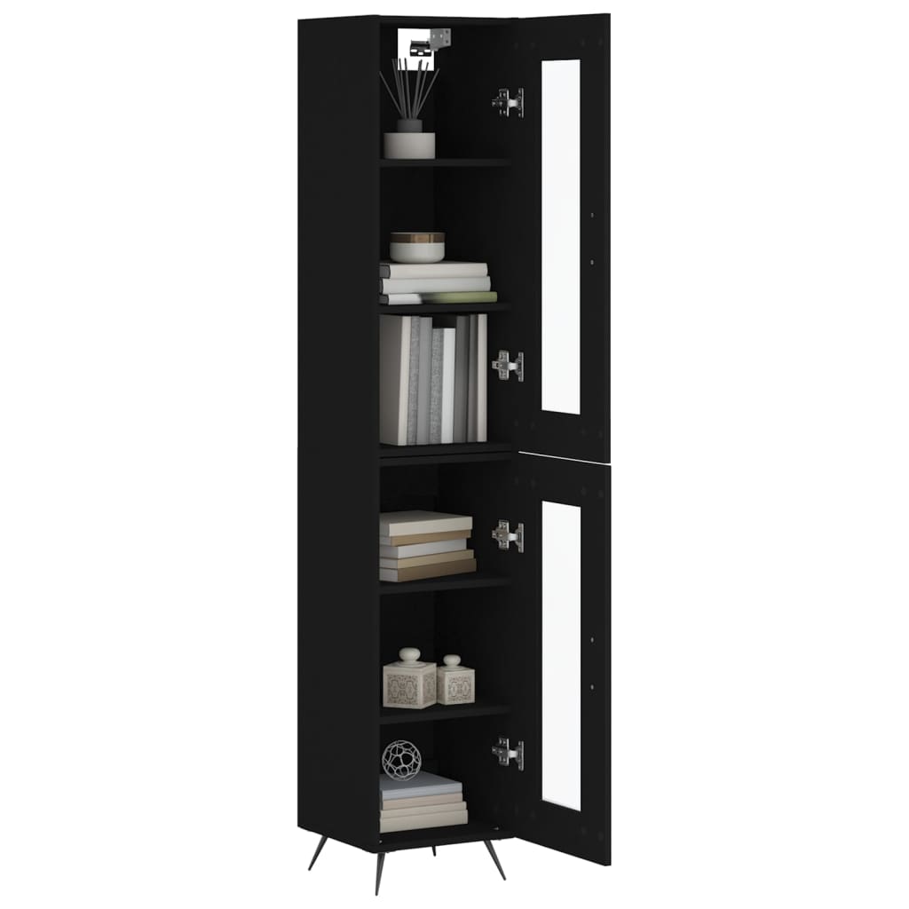 vidaXL Dulap înalt, negru, 34,5x34x180 cm, lemn prelucrat