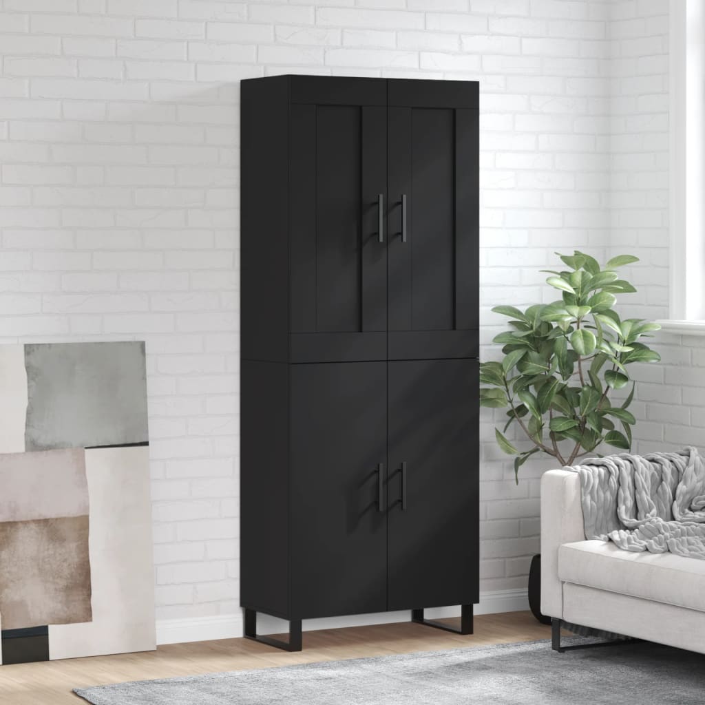 vidaXL Dulap înalt, negru, 69,5x34x180 cm, lemn compozit