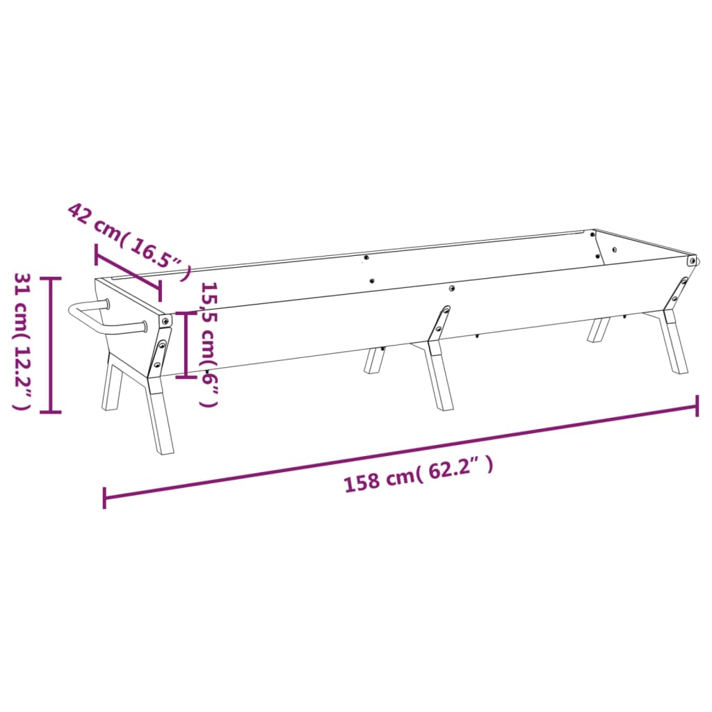 vidaXL Tavă pentru grătar, argintiu, 158x42x31 cm, oțel inoxidabil vidaXL Tavă pentru grătar, argintiu, 158x42x31 cm, oțel inoxidabil