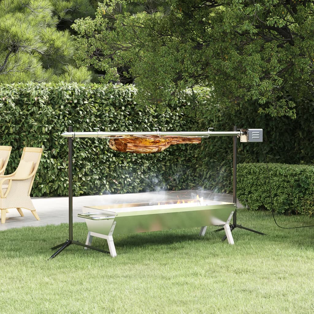 vidaXL Grill automat cu motor, 150x46,5x82,5 cm, oțel inoxidabil vidaXL Grill automat cu motor, 150x46,5x82,5 cm, oțel inoxidabil