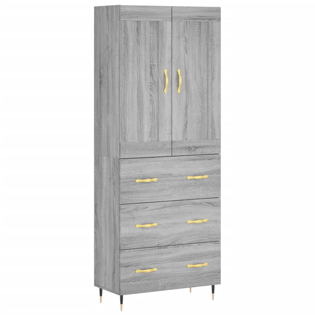 vidaXL Dulap înalt, gri sonoma, 69,5x34x180 cm, lemn compozit