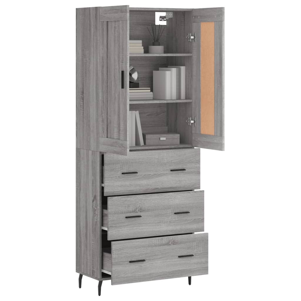 vidaXL Dulap înalt, gri sonoma, 69,5x34x180 cm, lemn compozit