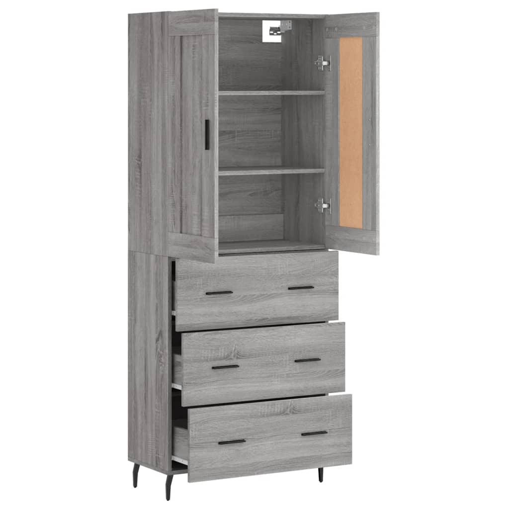 vidaXL Dulap înalt, gri sonoma, 69,5x34x180 cm, lemn compozit