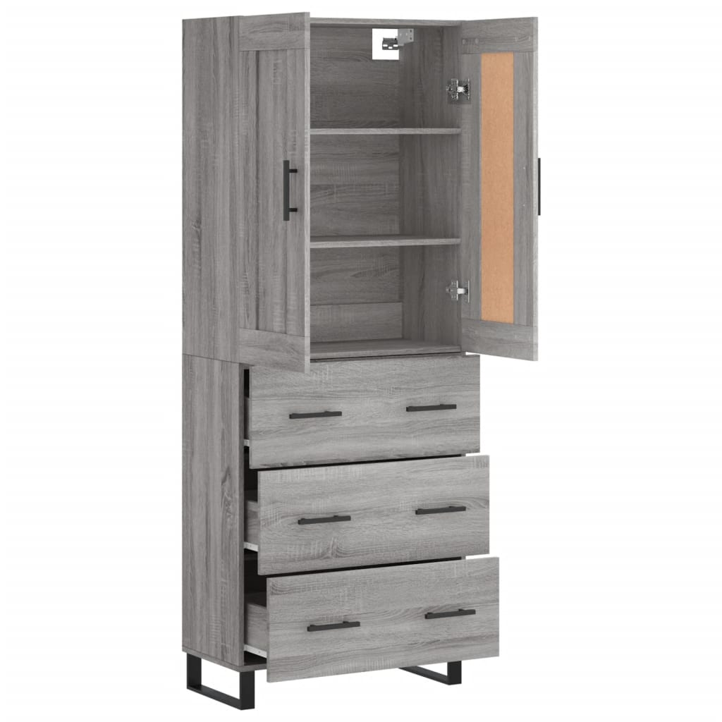 vidaXL Dulap înalt, gri sonoma, 69,5x34x180 cm, lemn compozit