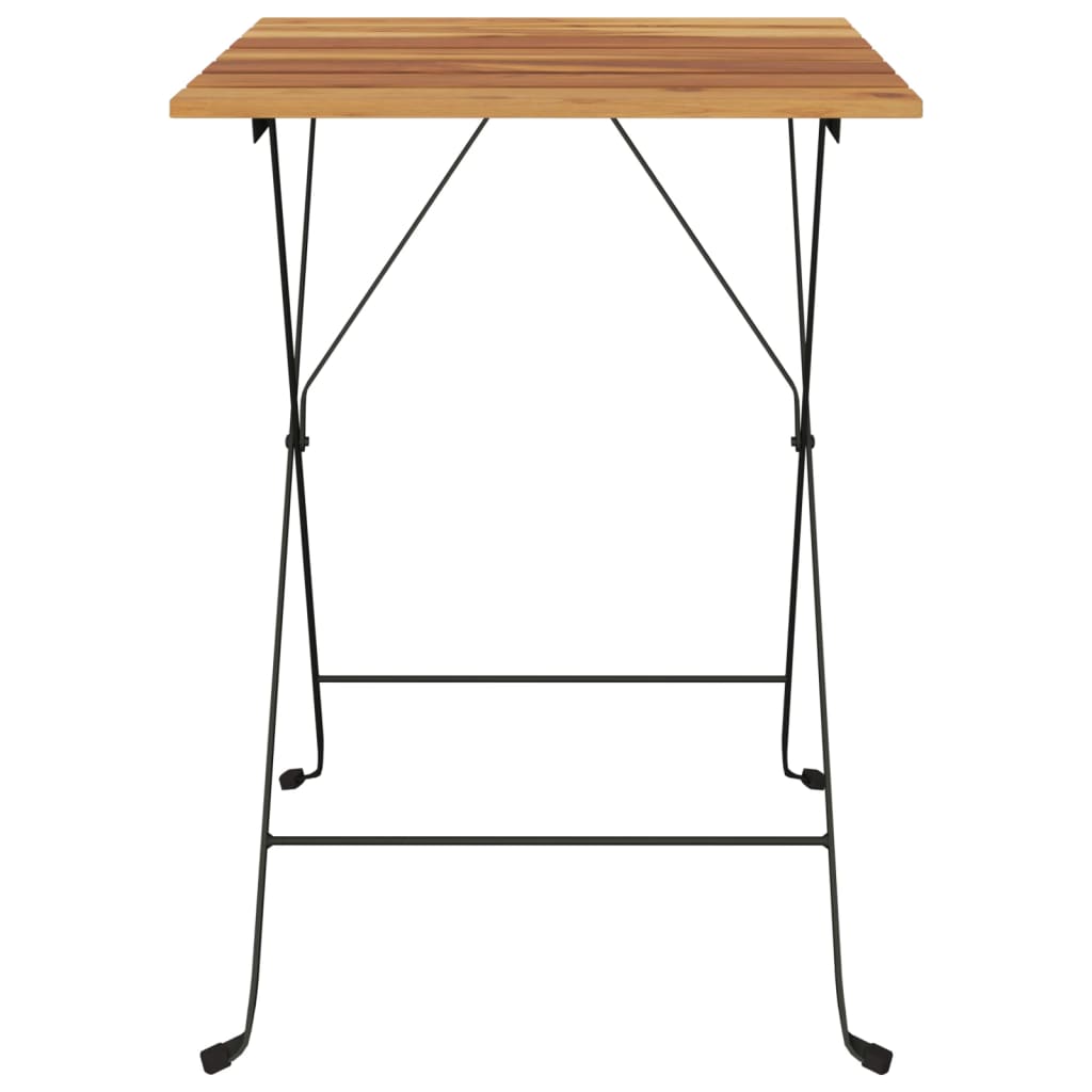 vidaXL Masa de bistro pliabilă, 55x54x71 cm, lemn masiv de tec și oțel