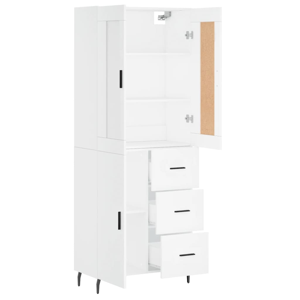 vidaXL Dulap înalt, alb, 69,5x34x180 cm, lemn compozit