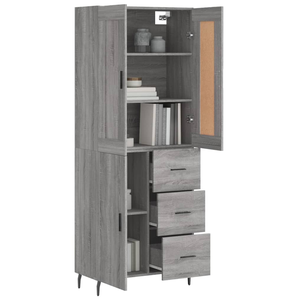 vidaXL Dulap înalt, gri sonoma, 69,5x34x180 cm, lemn compozit