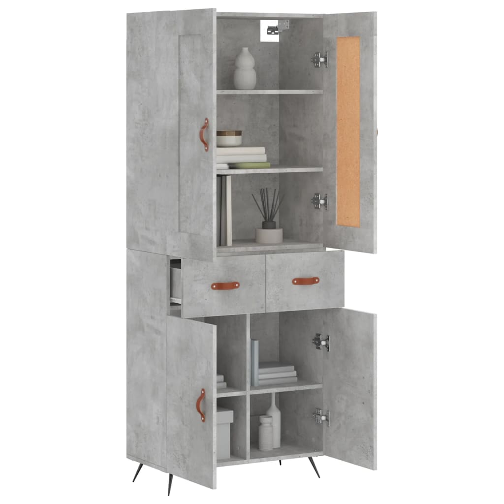 vidaXL Dulap înalt, gri beton, 69,5x34x180, lemn compozit